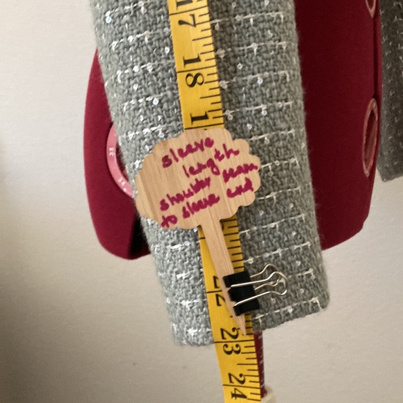 Express short green & white blazer, faux pockets size Medium - Picture 4 of 15